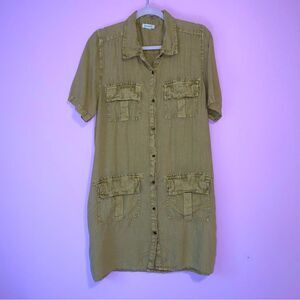 Sundance Harper Dress XL Light Olive 100% Linen Beachy Boho